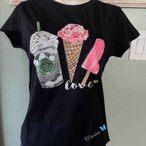 Vinizbena Drink & Ice Cream 🍦 Black Women Shirt New